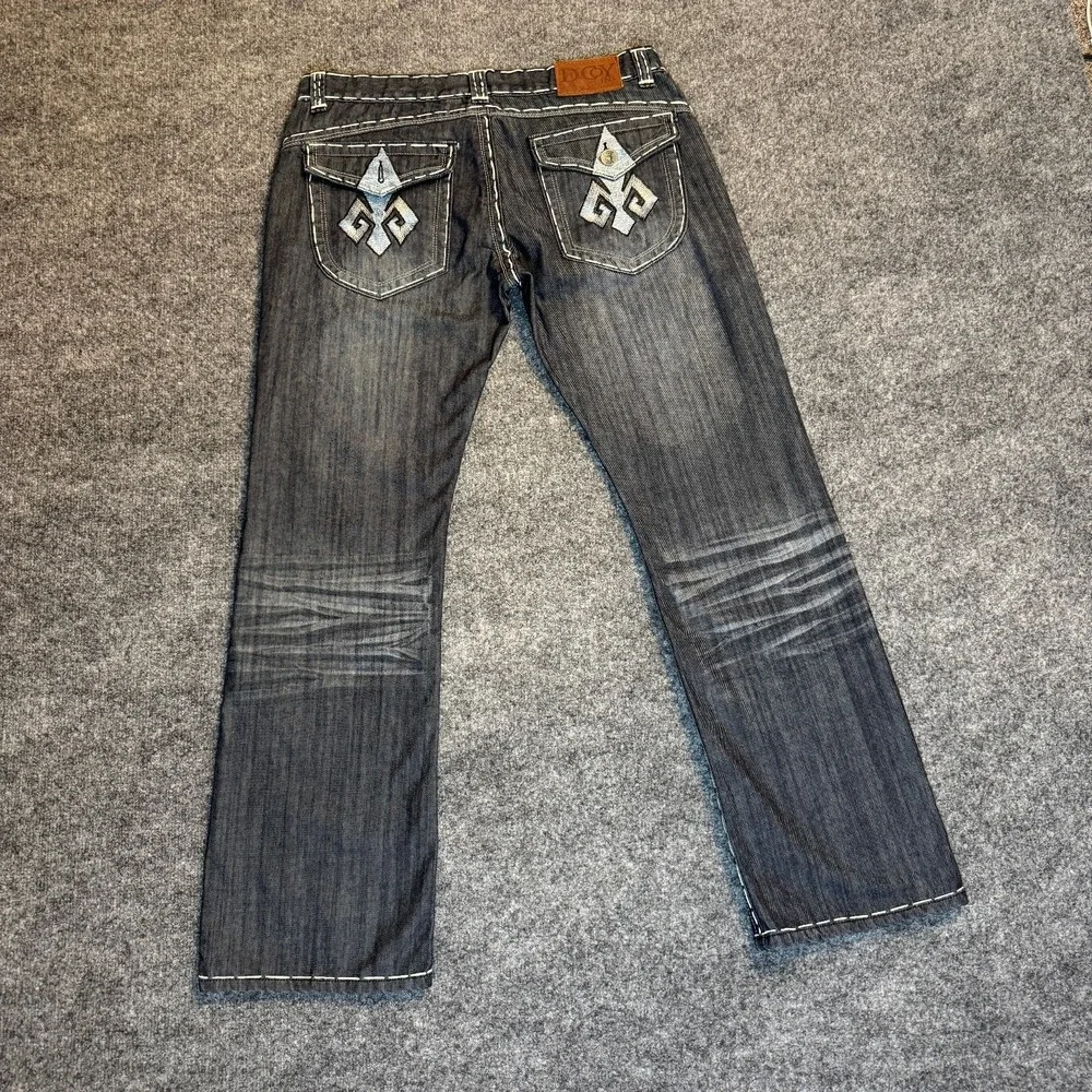 D Coy JNS Men Sz 36x31 Y2K Skater Gray Denim Jean Heavy White Stitching